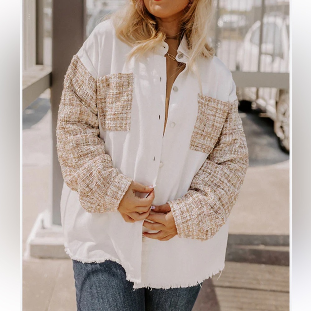 White and tweed Button-Up Jacket